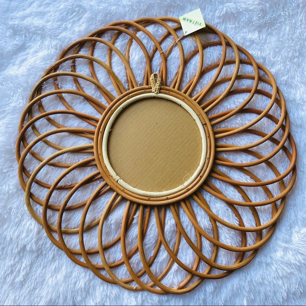 Large Round Rattan Mirror 22.5”